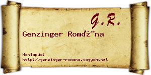 Genzinger Romána névjegykártya